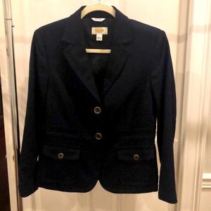 Talbots beautiful wool blazer excellent condition Sz 8 petite color is dark navy